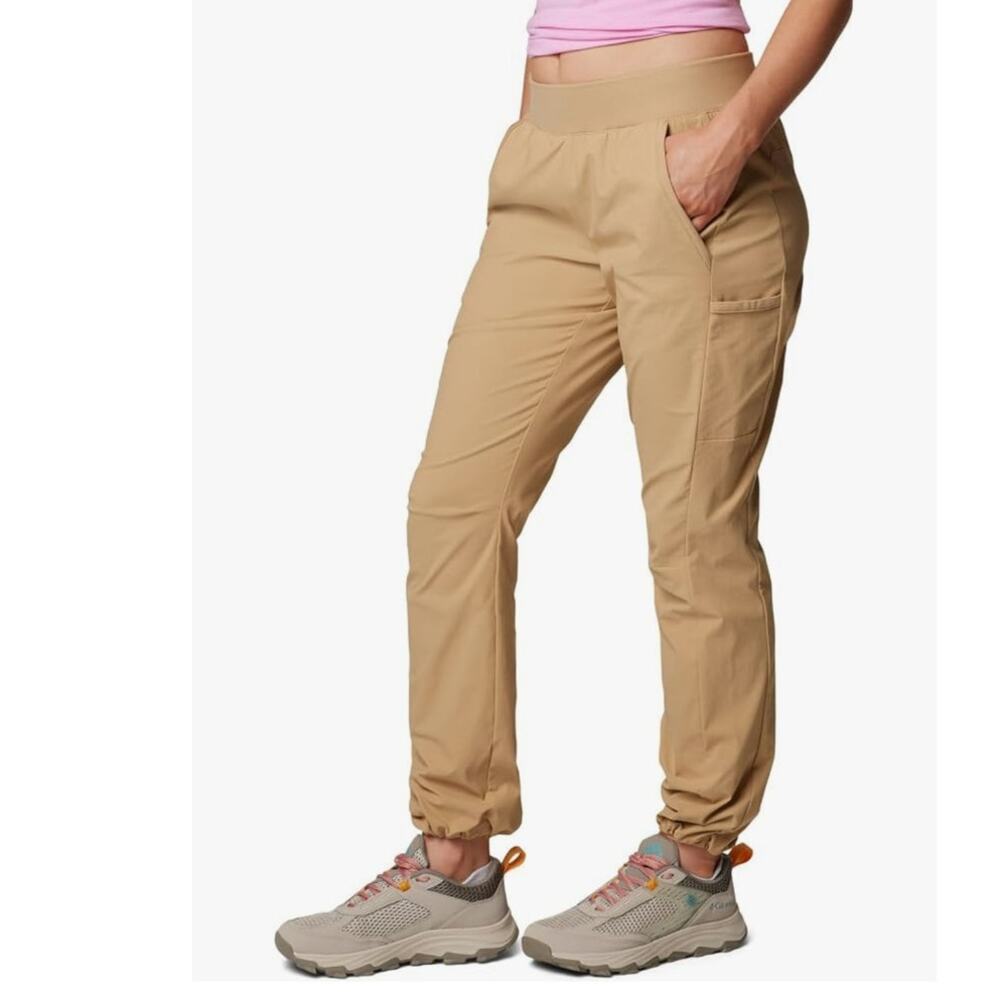 Columbia Womens Leslie Falls Pants Canoe Tan Pockets UPF 50 Hiking Sz Medium